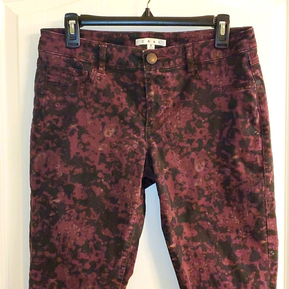 CAbi Twilight Jeggings #159 Purple Black Camo Skinny Jeans Size 6 EUC